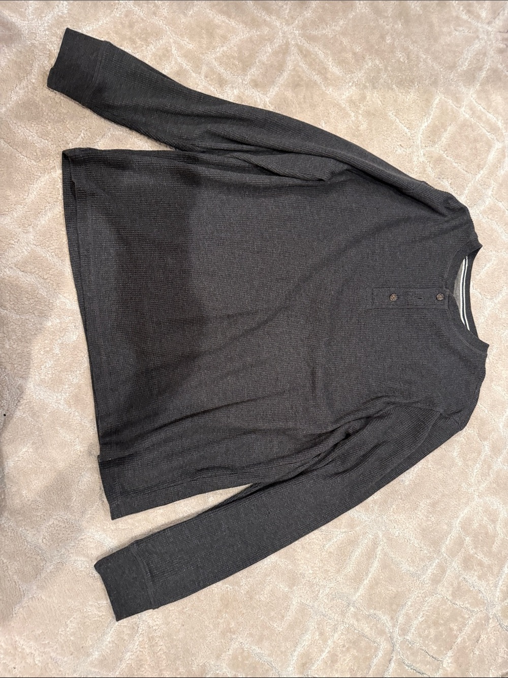 Men's Long Sleeve Henley Shirt - Charcoal